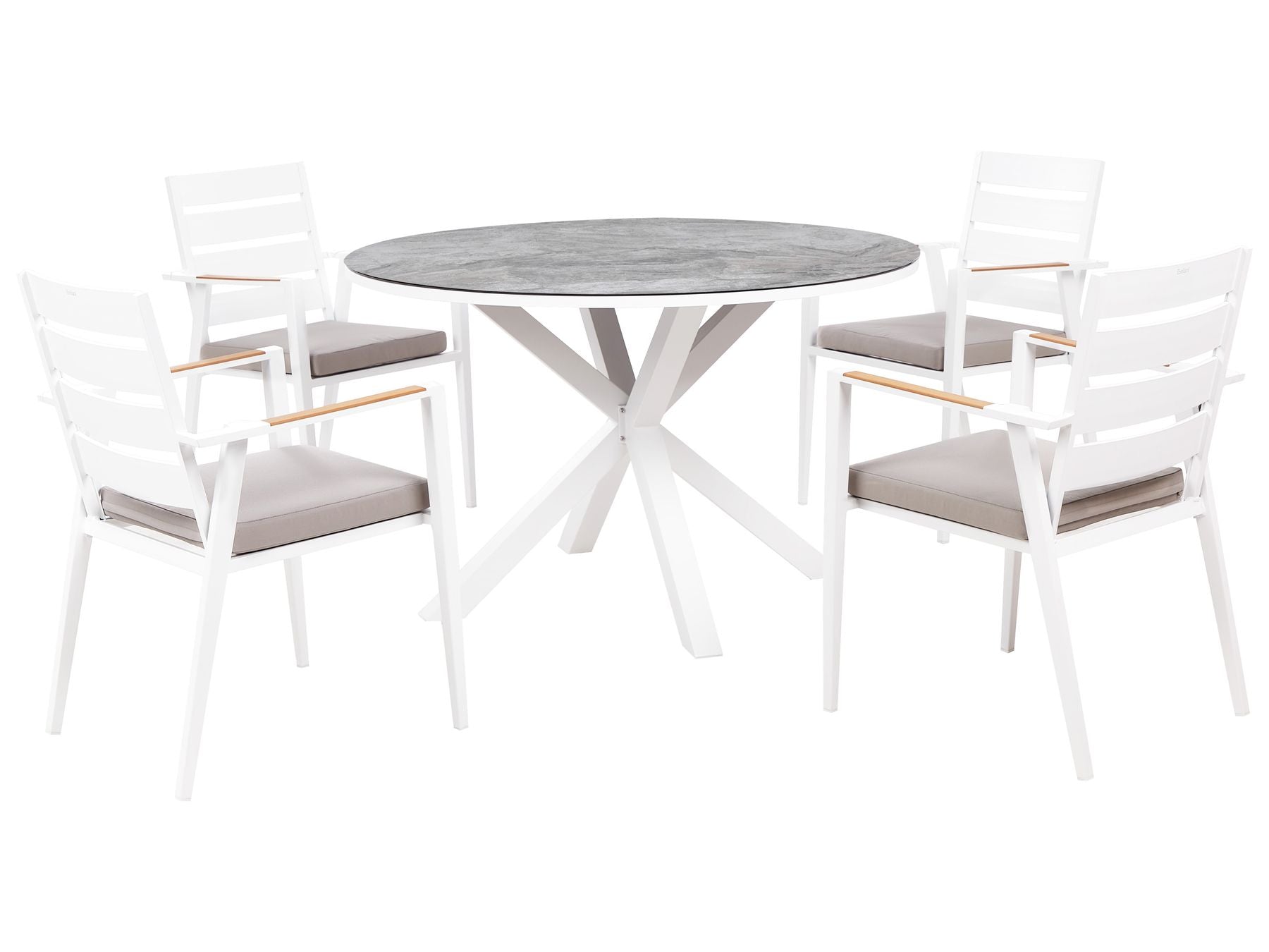Set of 4 Garden Chairs with Cushions TAVIANO Metal Grey