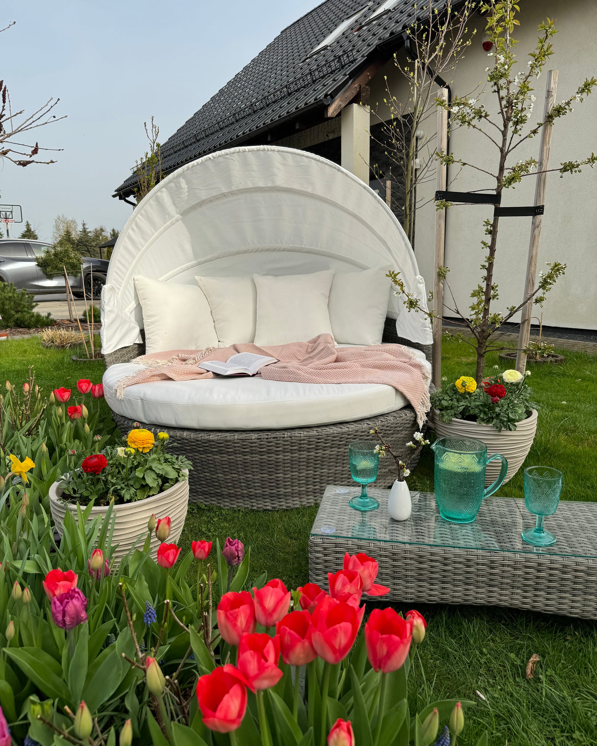 Garden Daybed Rattan Grey