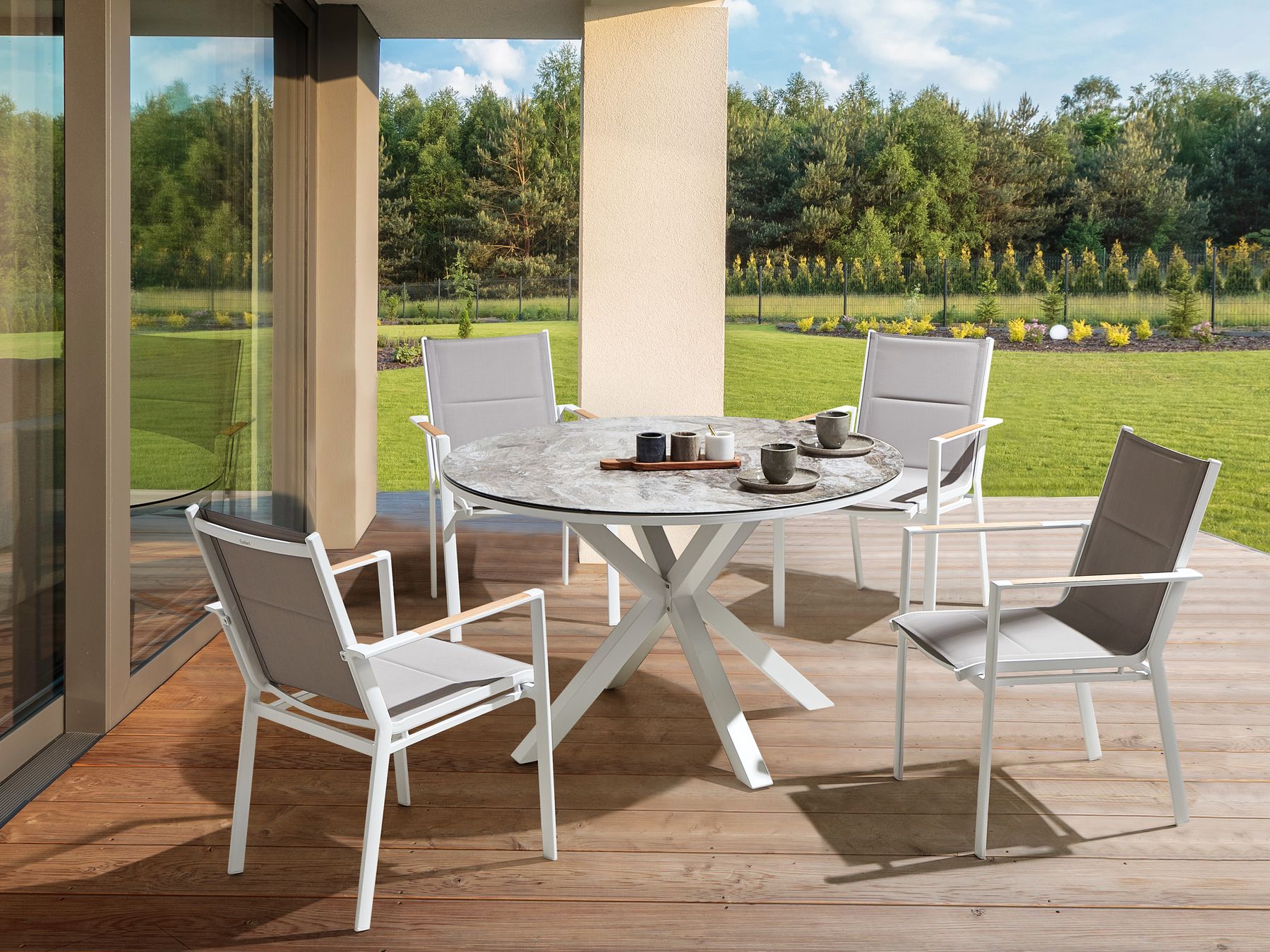 Set of 4 Garden Chairs BUSSETO Metal Grey