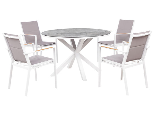 Garden Dining Set 4 Seater MALETTO/BUSSETO Metal Marble Effect Grey