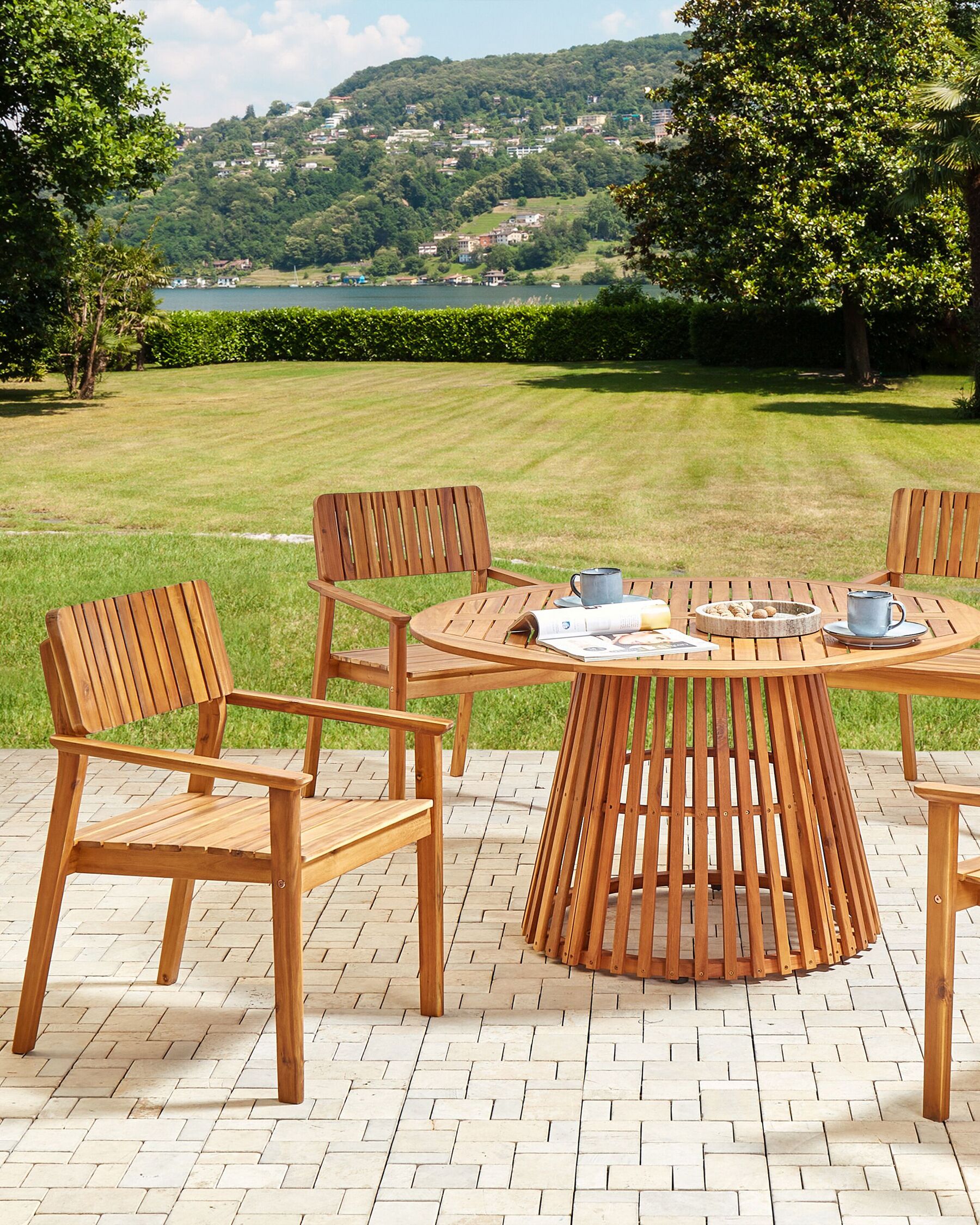 Set of 2 Garden Chairs AGELLO Acacia Wood Brown
