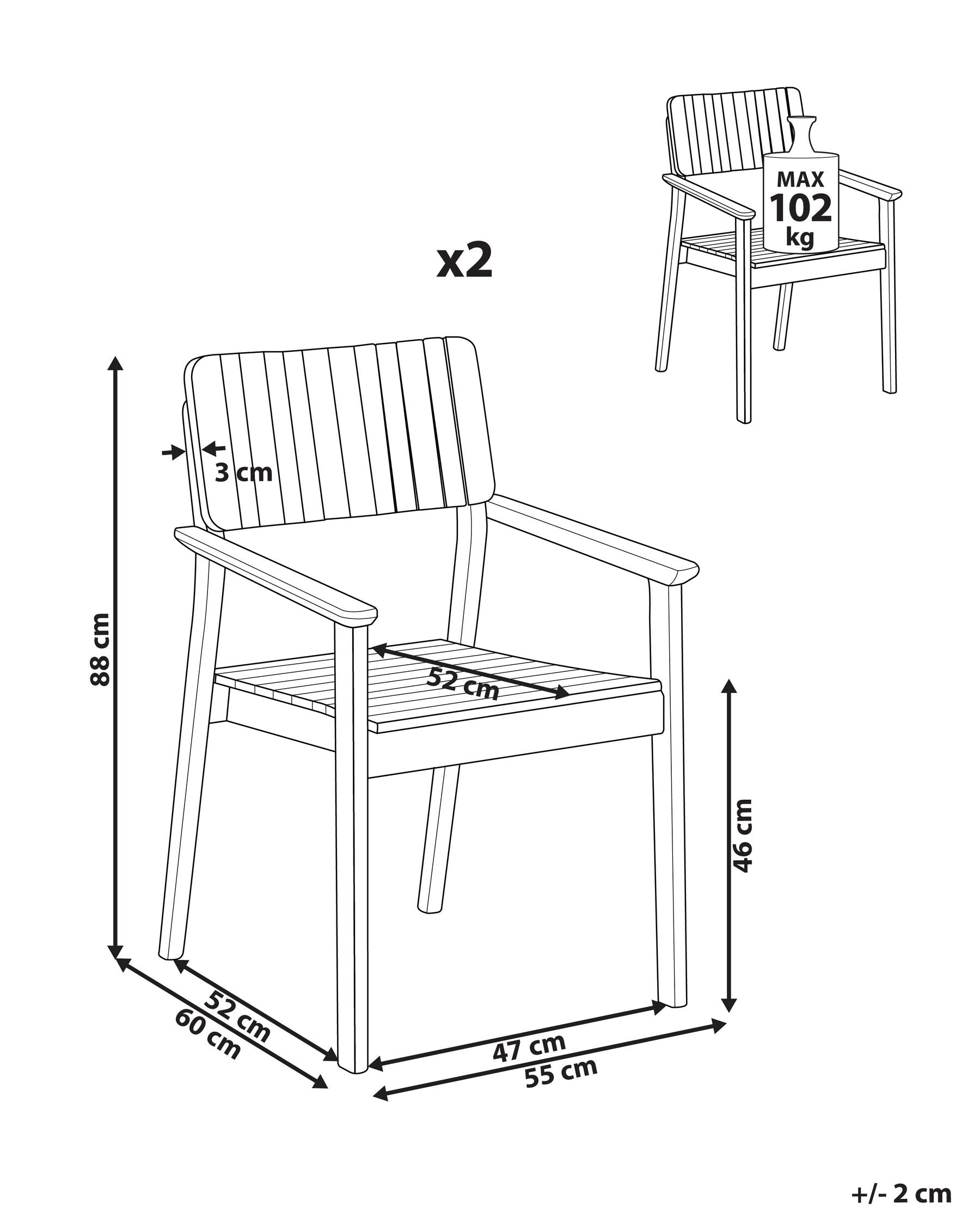 Set of 2 Garden Chairs AGELLO Acacia Wood Brown