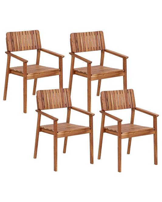 Set of 4 Garden Chairs AGELLO Acacia Wood Brown