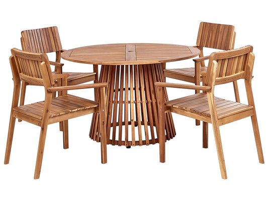 Garden Dining Set 4 Seater AGELLO Acacia Wood Brown