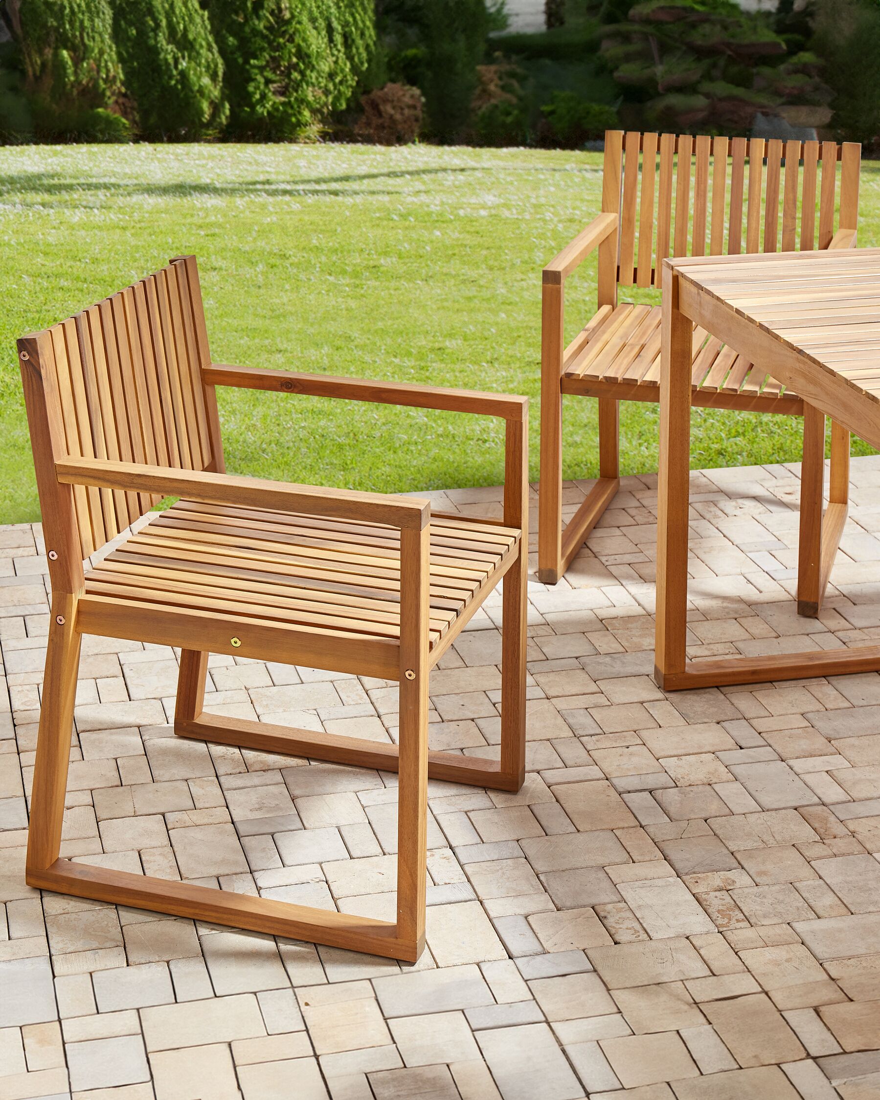 Set of 2 Garden Chairs SASSARI II Certified Acacia Wood Light Brown