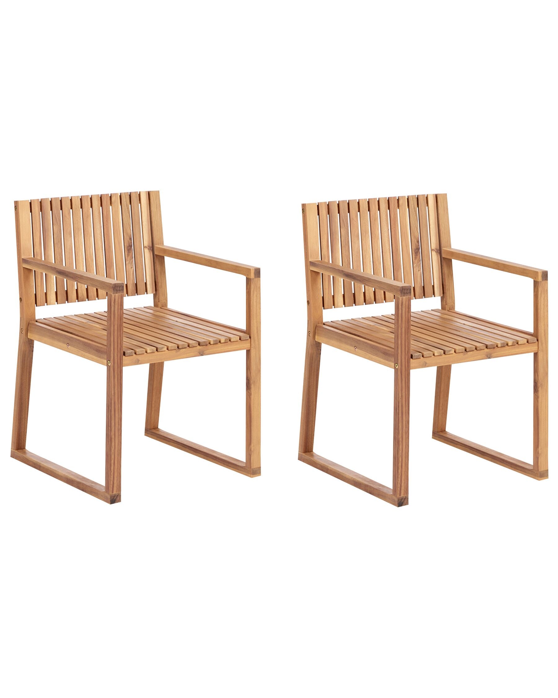 Set of 2 Garden Chairs SASSARI II Certified Acacia Wood Light Brown