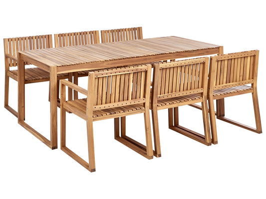 Garden Dining Set 6 Seater SASSARI II Certified Acacia Wood Light Brown