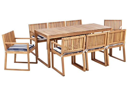 Garden Dining Set 8 Seater SASSARI II with Cushions Certified Acacia Wood Navy Blue