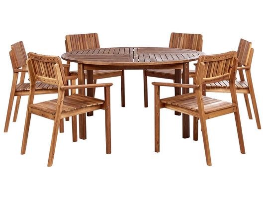 Garden Dining Set 6 Seater AGELLO Acacia Wood Brown