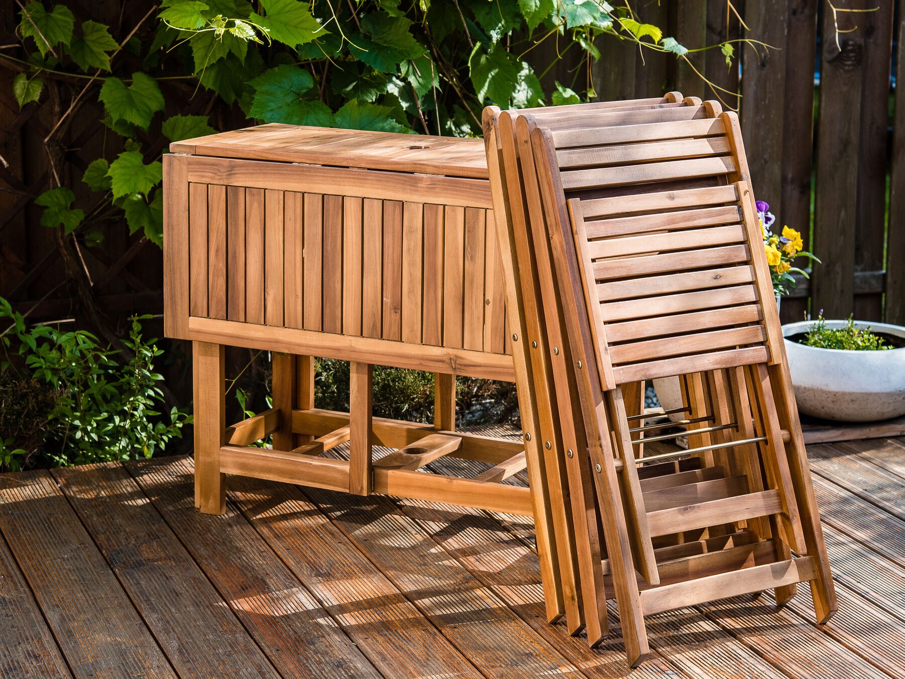 Garden Dining Set 4 Seater FRASSINE Acacia Wood Brown