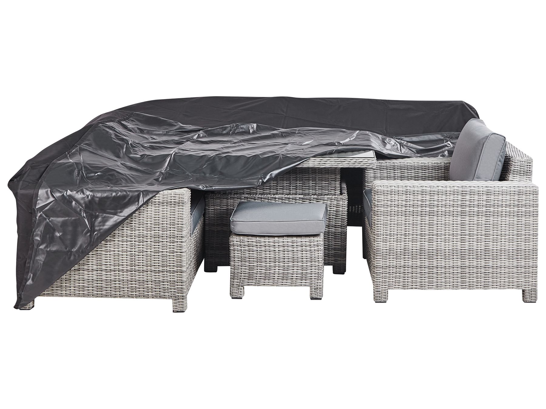 Garden Lounge Set with Table and Ottoman 9 Seater TEGLIO Modular PE Rattan Grey