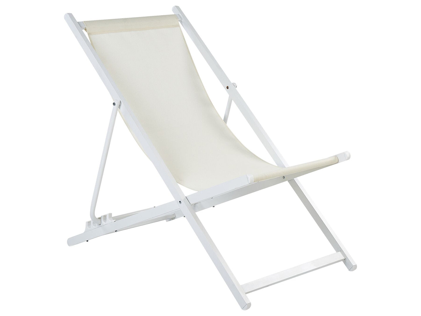 Folding Deck Chair Beige and White LOCRI II