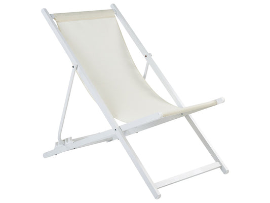 Folding Deck Chair Beige and White LOCRI II