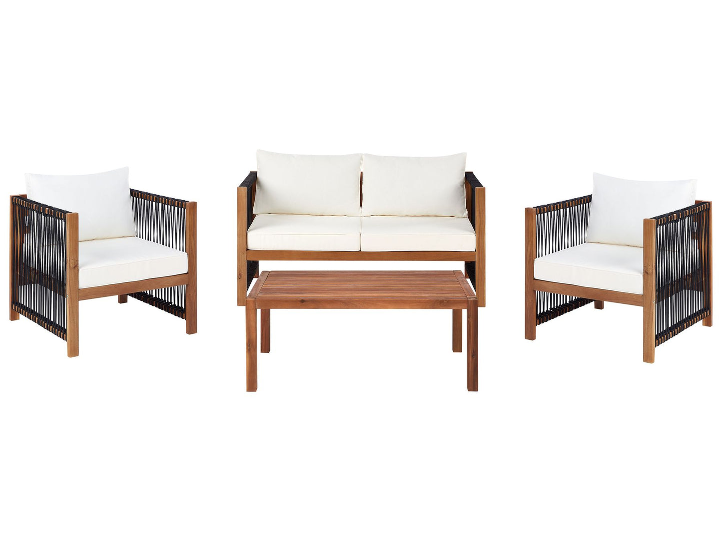 Garden Lounge Set with Table 4 Seater ANTRIA Acacia Wood Black