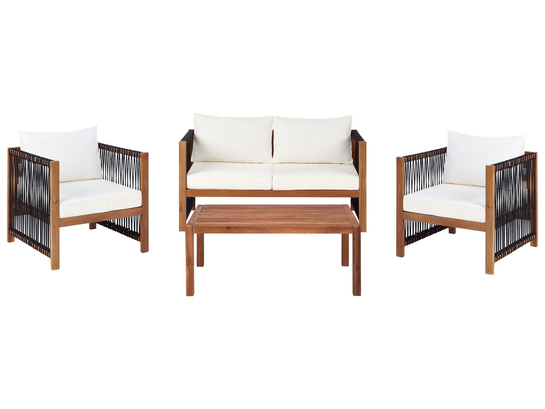 Garden Lounge Set with Table 4 Seater ANTRIA Acacia Wood Black