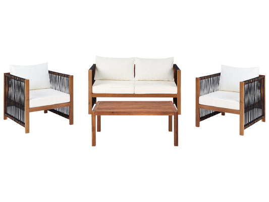 Garden Lounge Set with Table 4 Seater ANTRIA Acacia Wood Black