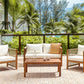 Garden Lounge Set with Table 4 Seater ANTRIA Acacia Wood Beige