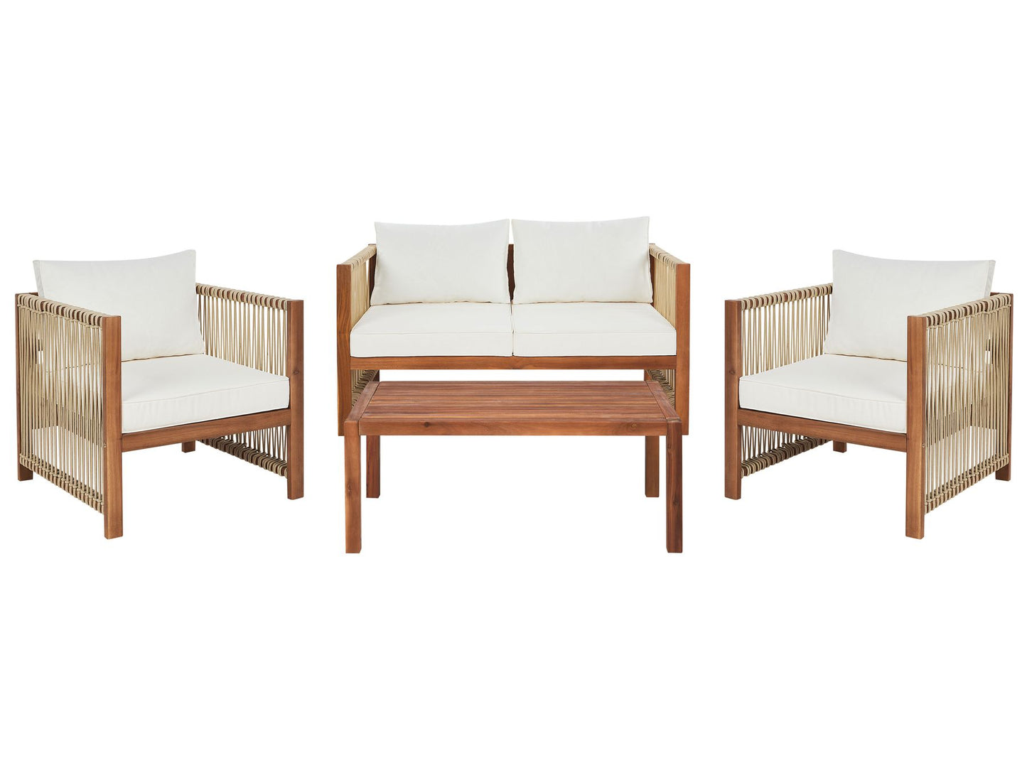Garden Lounge Set with Table 4 Seater ANTRIA Acacia Wood Beige