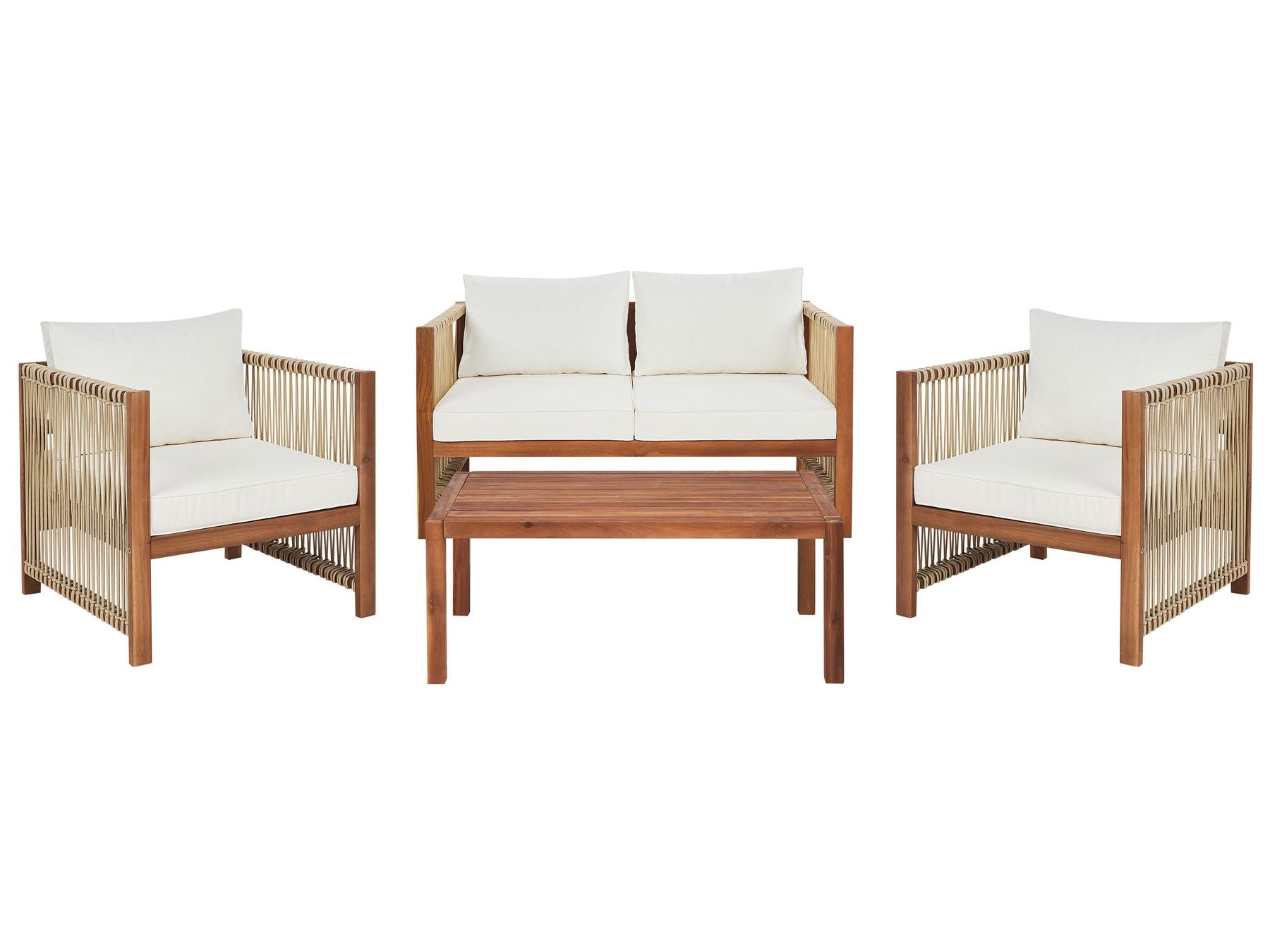 Garden Lounge Set with Table 4 Seater ANTRIA Acacia Wood Beige