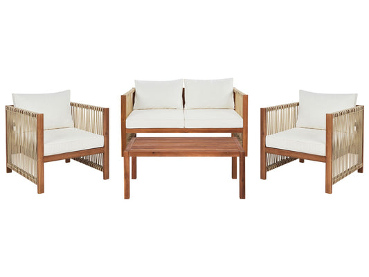 Garden Lounge Set with Table 4 Seater ANTRIA Acacia Wood Beige