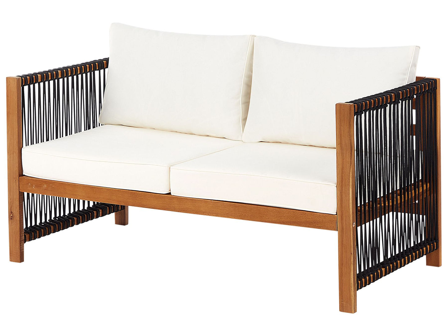 Garden Lounge Set with Table 4 Seater ANTRIA Acacia Wood Black