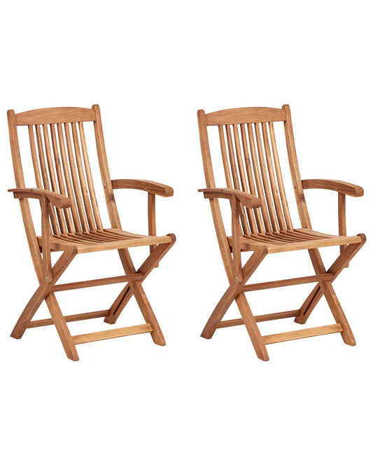 Set of 2 Garden Chairs MAUI II Acacia Wood Light Brown
