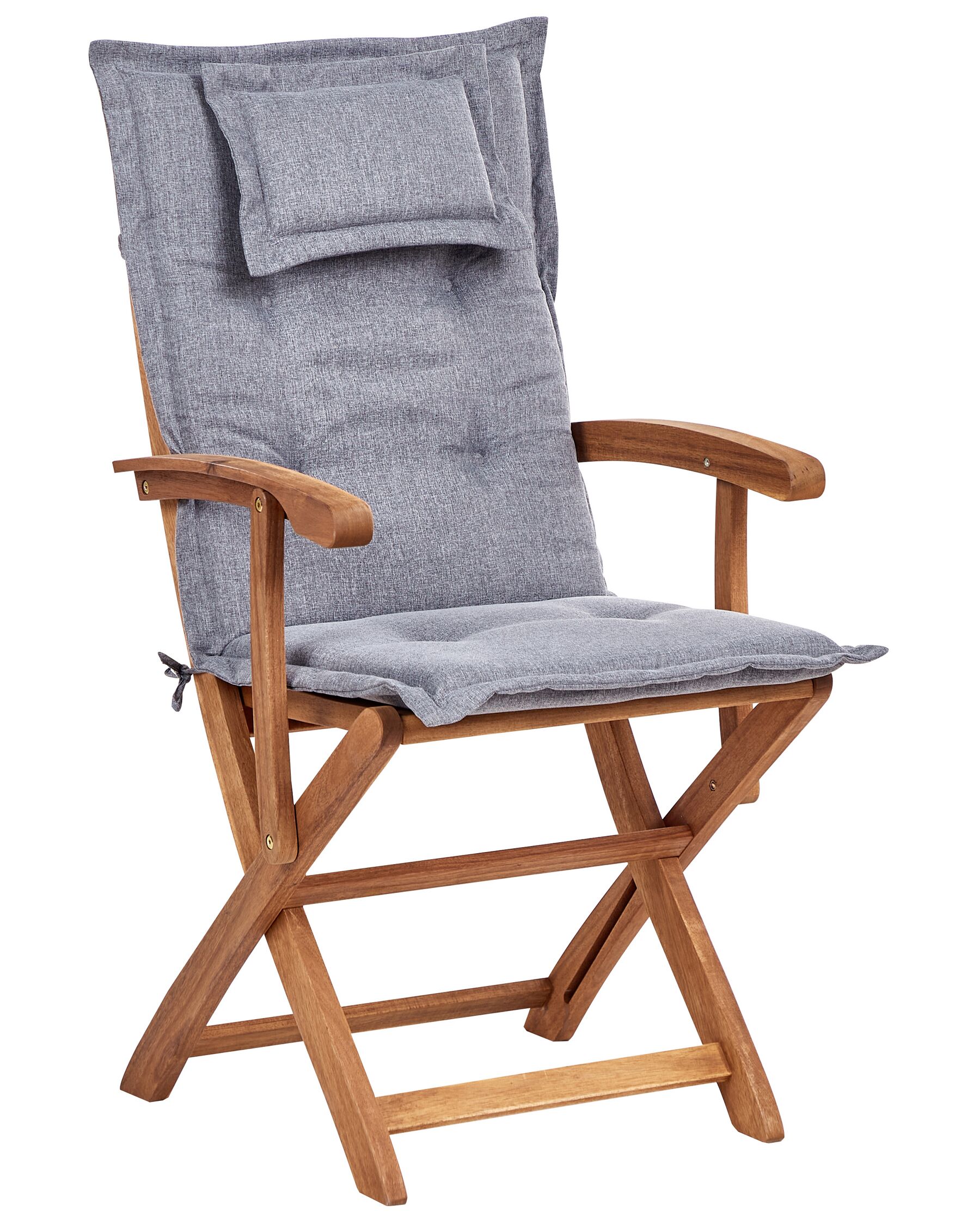 Set of 2 Garden Chairs with Cushions MAUI II Acacia Wood Grey