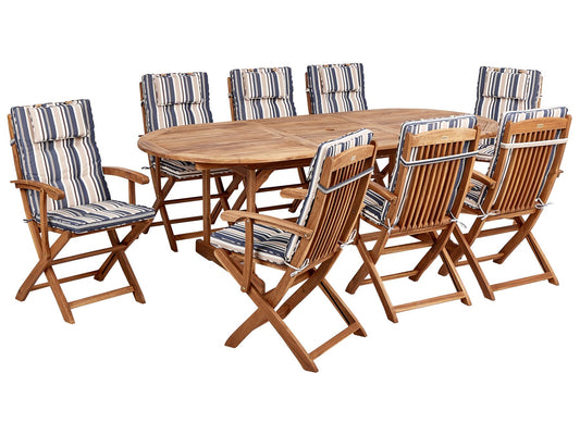 Garden Dining Set 8 Seater MAUI II with Cushions Acacia Wood Multicolour