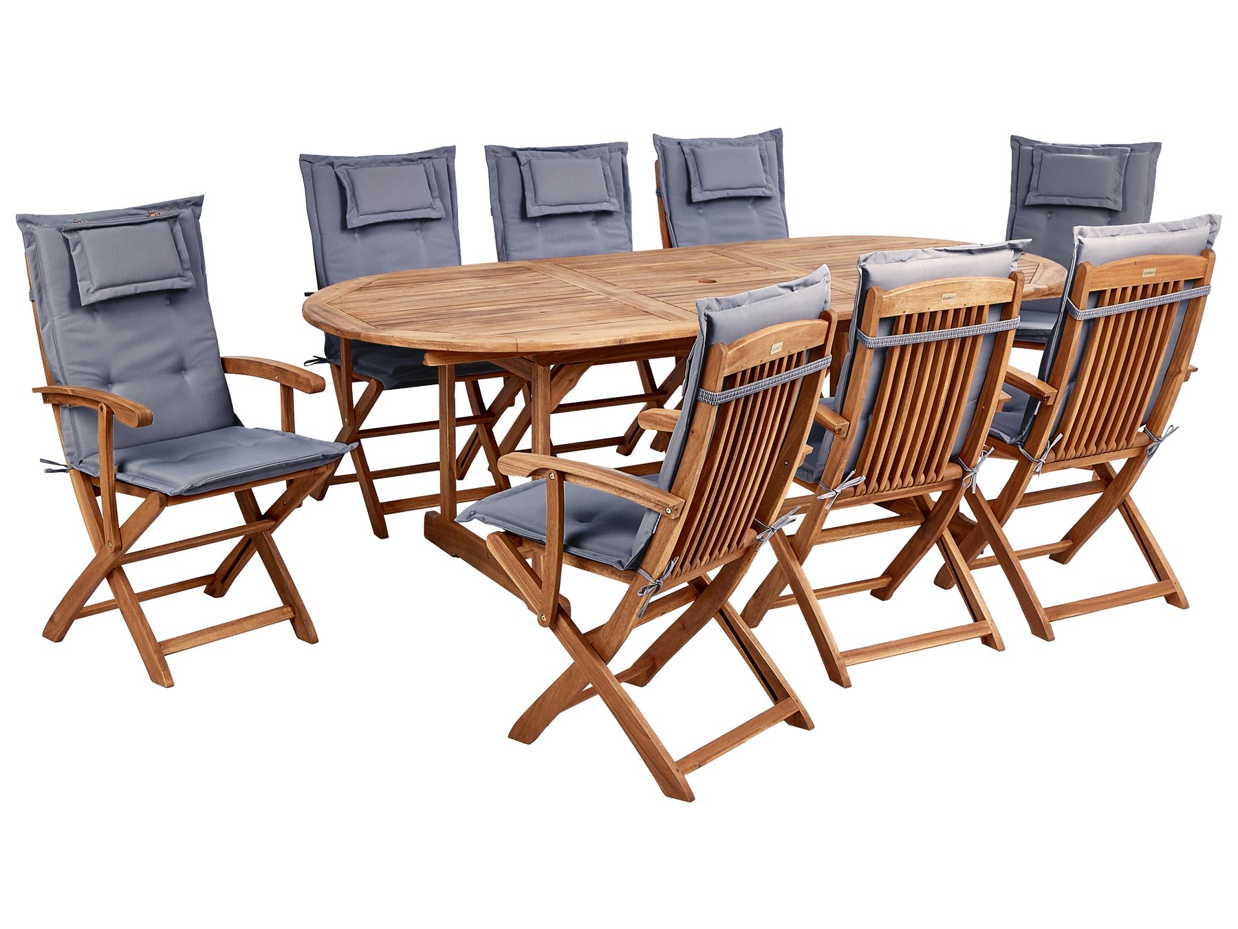 Garden Dining Set 8 Seater MAUI II with Parasol Acacia Wood Graphite Grey