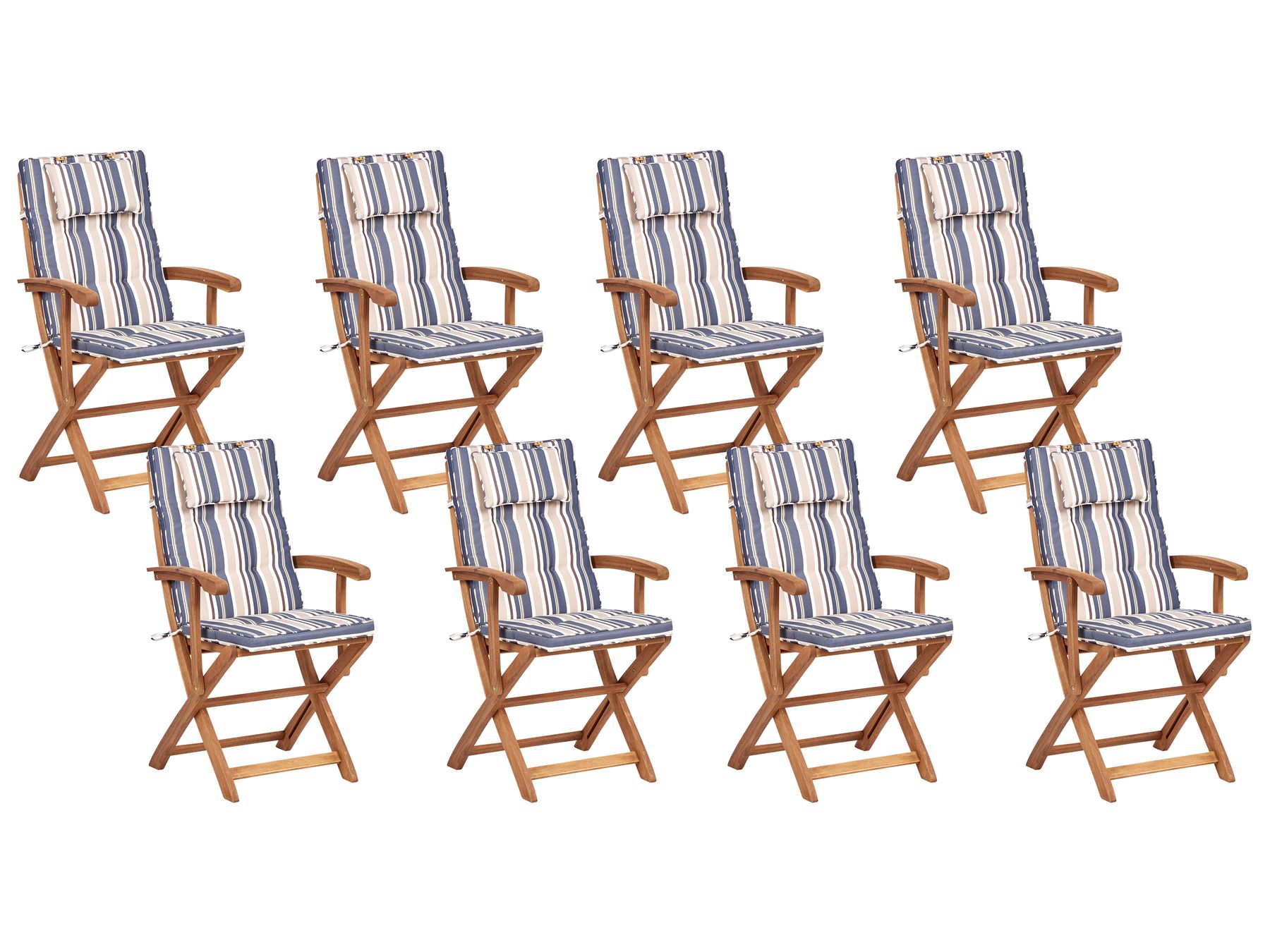 Garden Dining Set 8 Seater MAUI II with Parasol Acacia Wood Multicolour