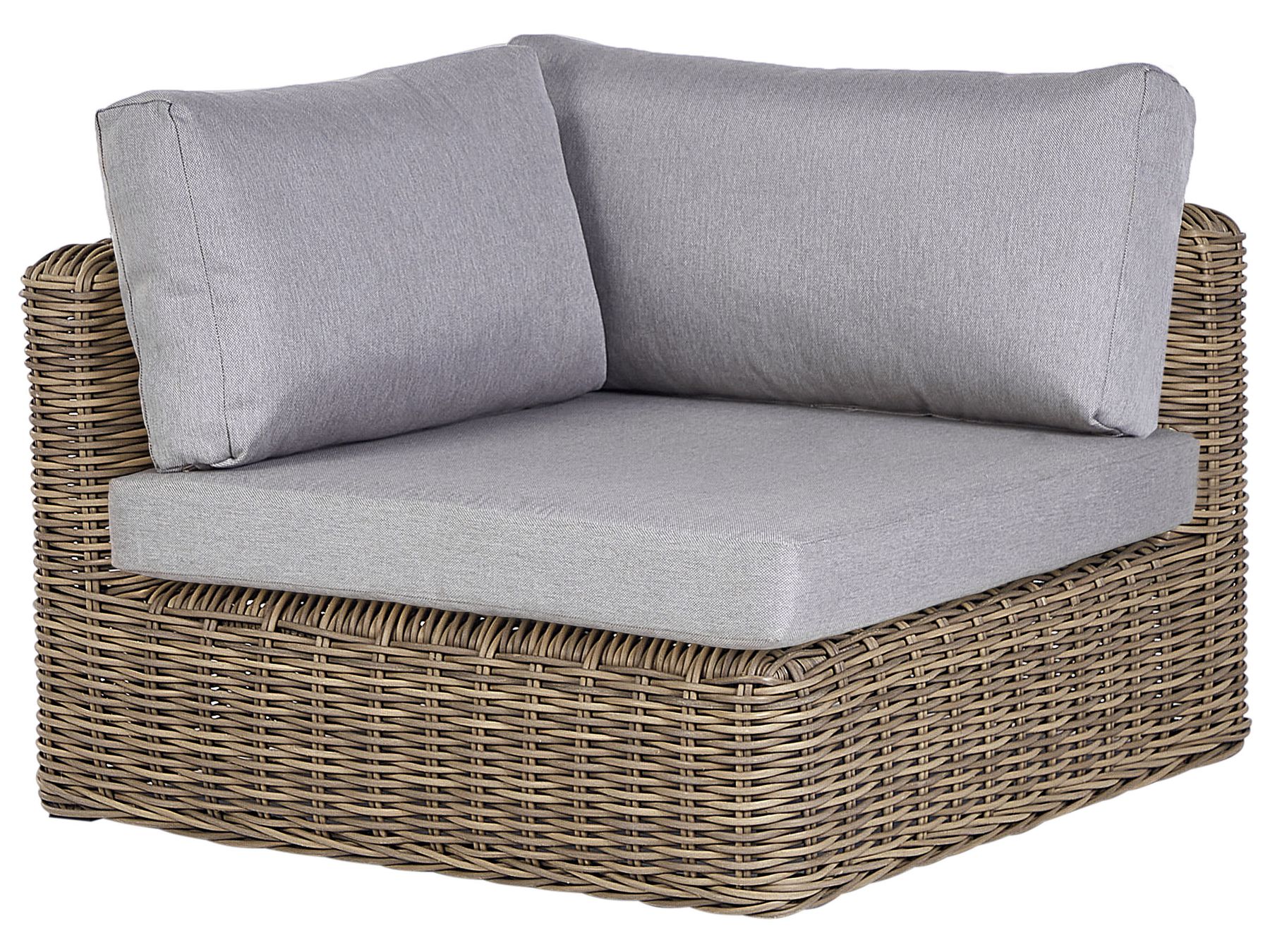 Garden Corner Sofa with Ottoman 6 Seater PALERMO Modular PE Rattan Light Brown