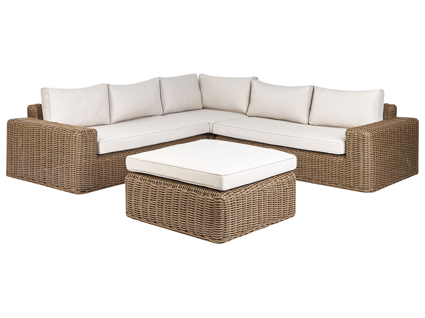 Garden Corner Sofa with Ottoman 6 Seater PALERMO Modular PE Rattan Brown