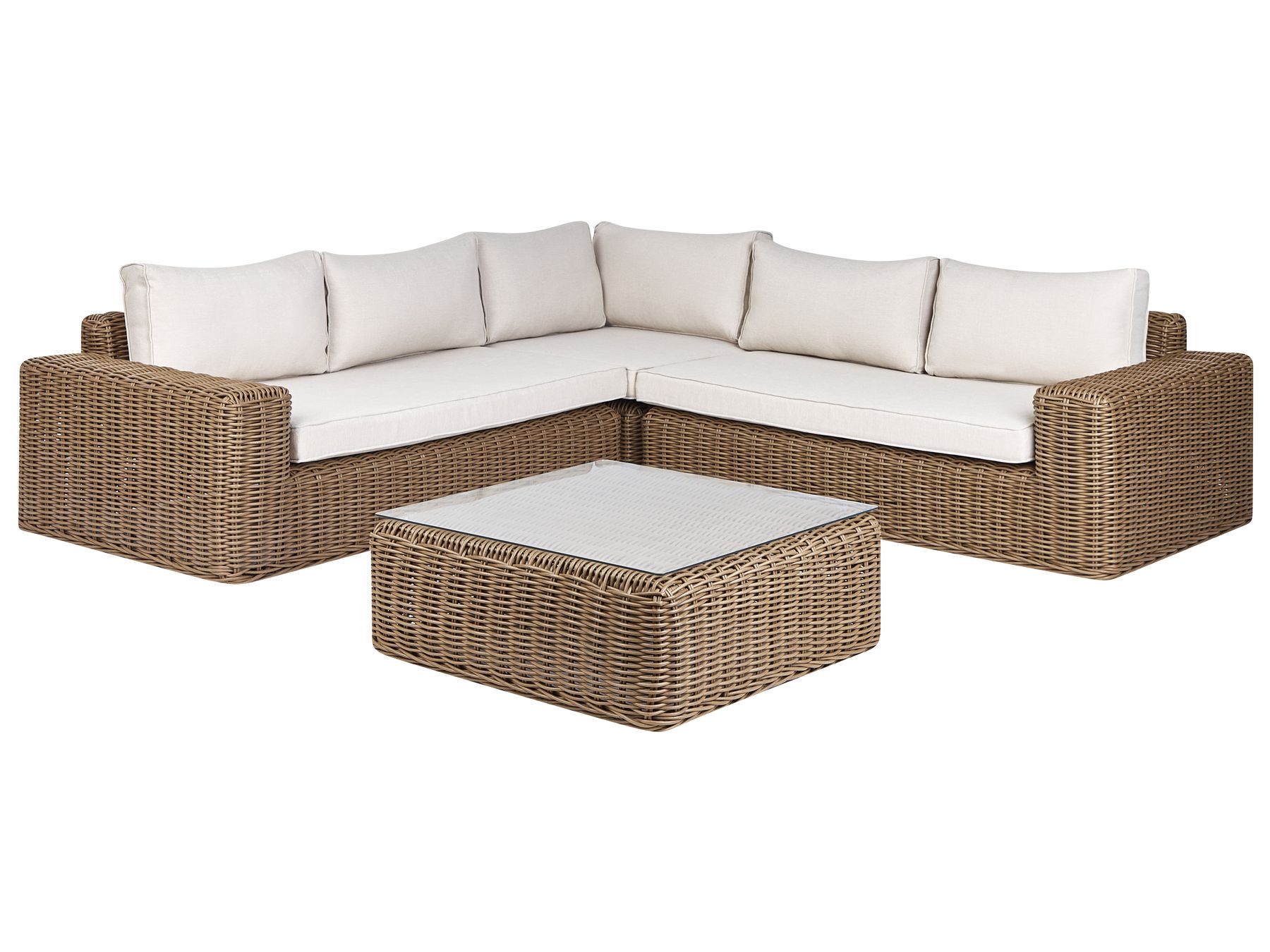 Garden Corner Sofa with Ottoman 6 Seater PALERMO Modular PE Rattan Brown