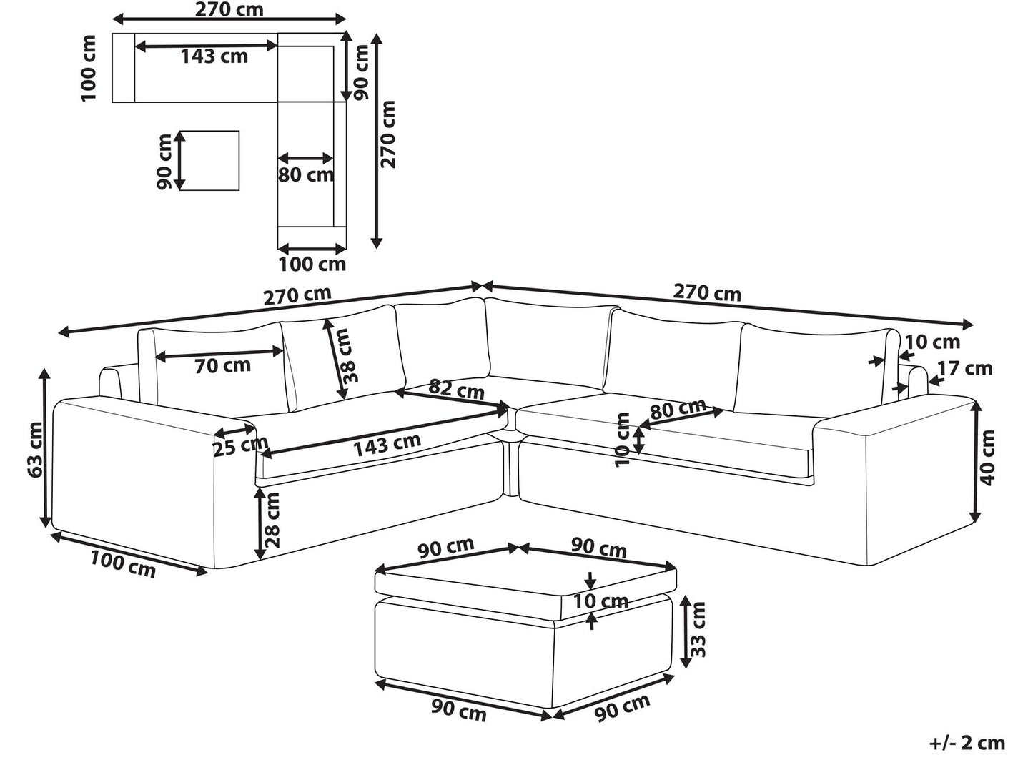 Garden Corner Sofa with Ottoman 6 Seater PALERMO Modular PE Rattan Brown