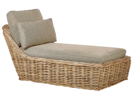 Rattan Sun Lounger with Cushion Taupe BELSITO