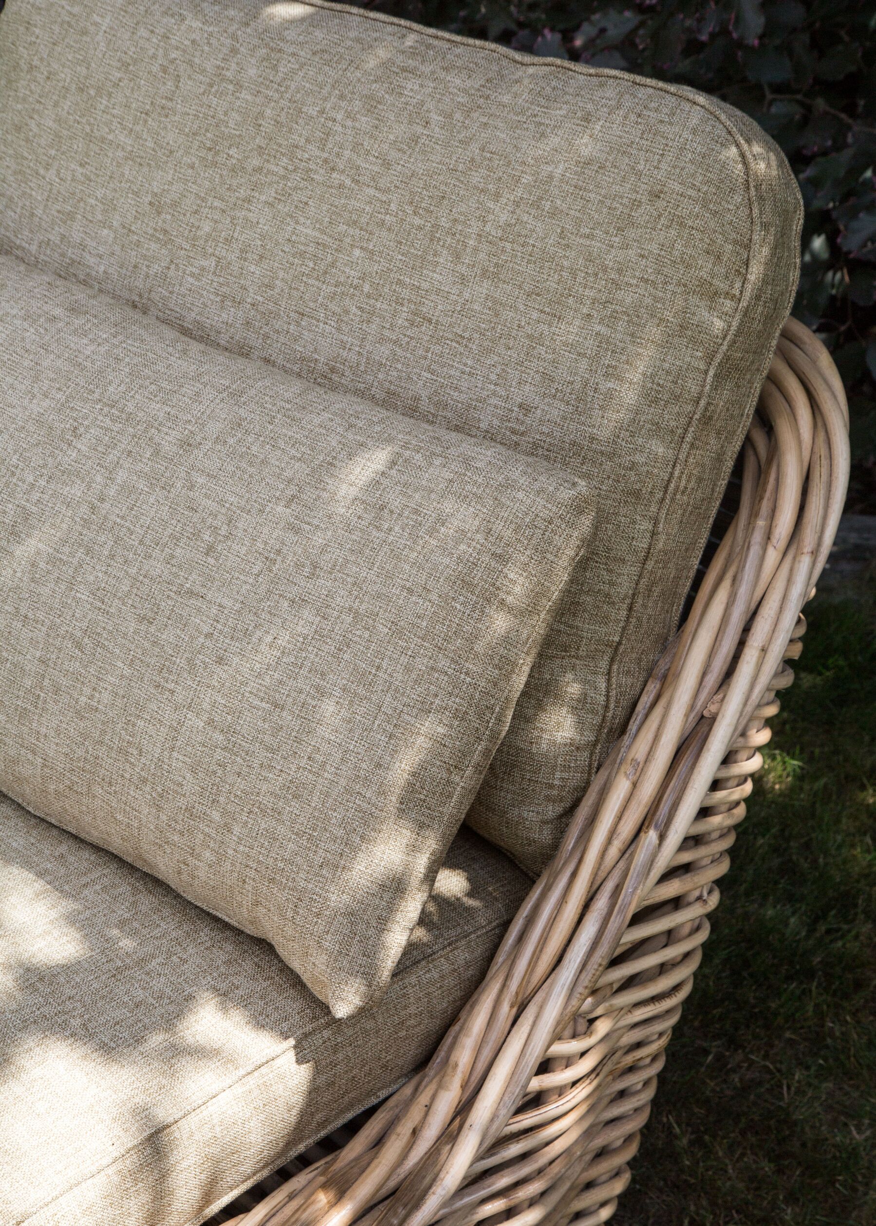 Rattan Sun Lounger with Cushion Taupe BELSITO