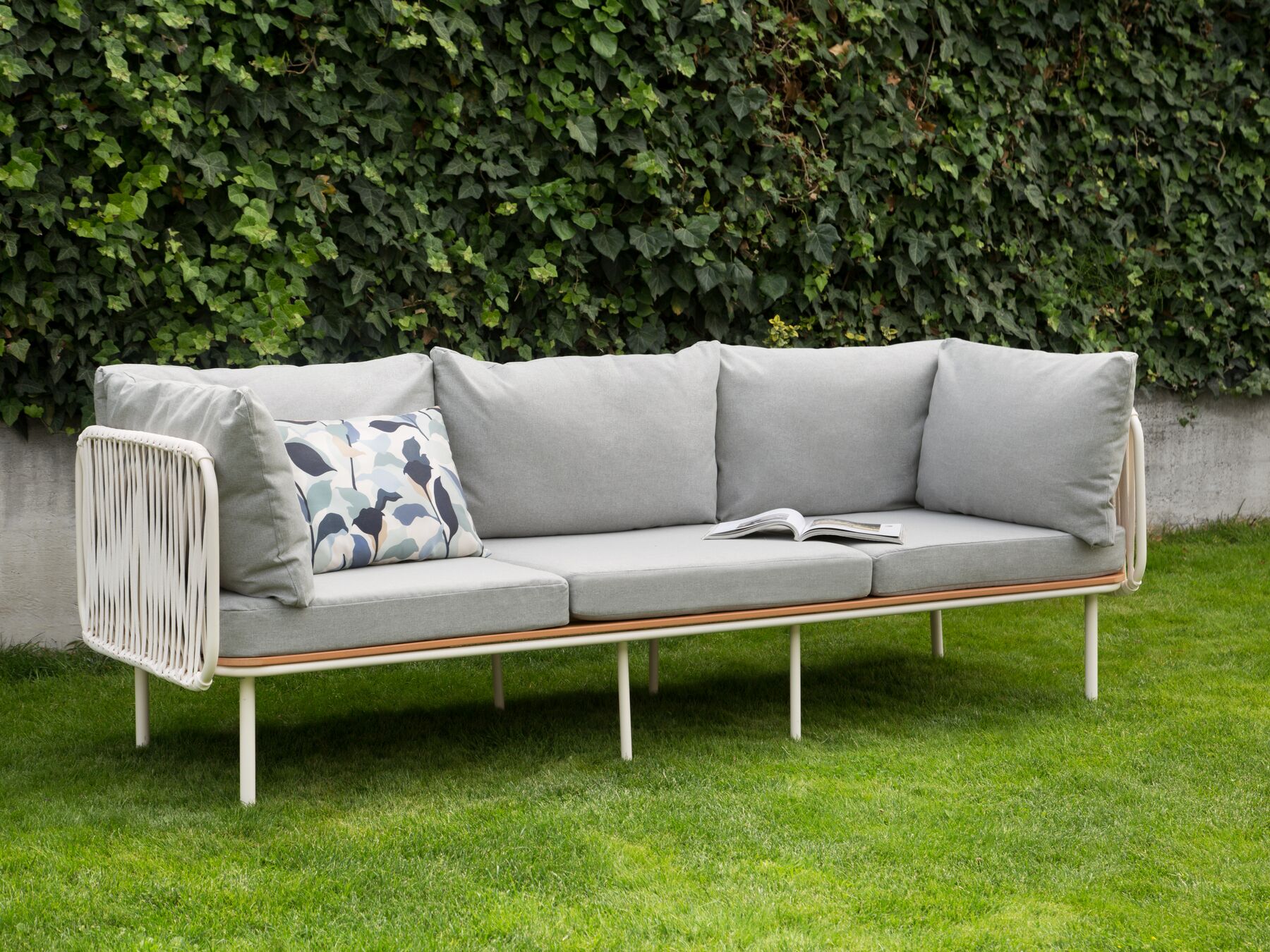 Garden Sofa 3 Seater SENISE Metal Grey