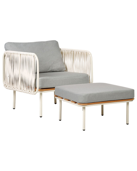 Garden Armchair with Ottoman SENISE Metal Grey