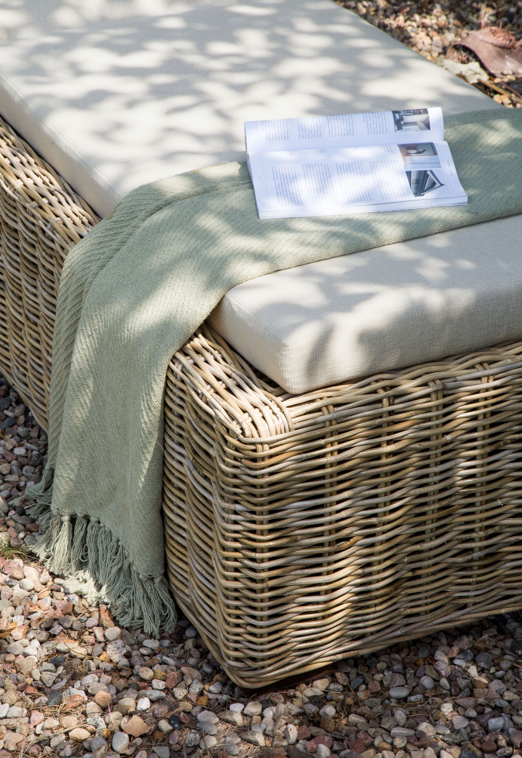 Rattan Sun Lounger with Cushion Taupe PALESE