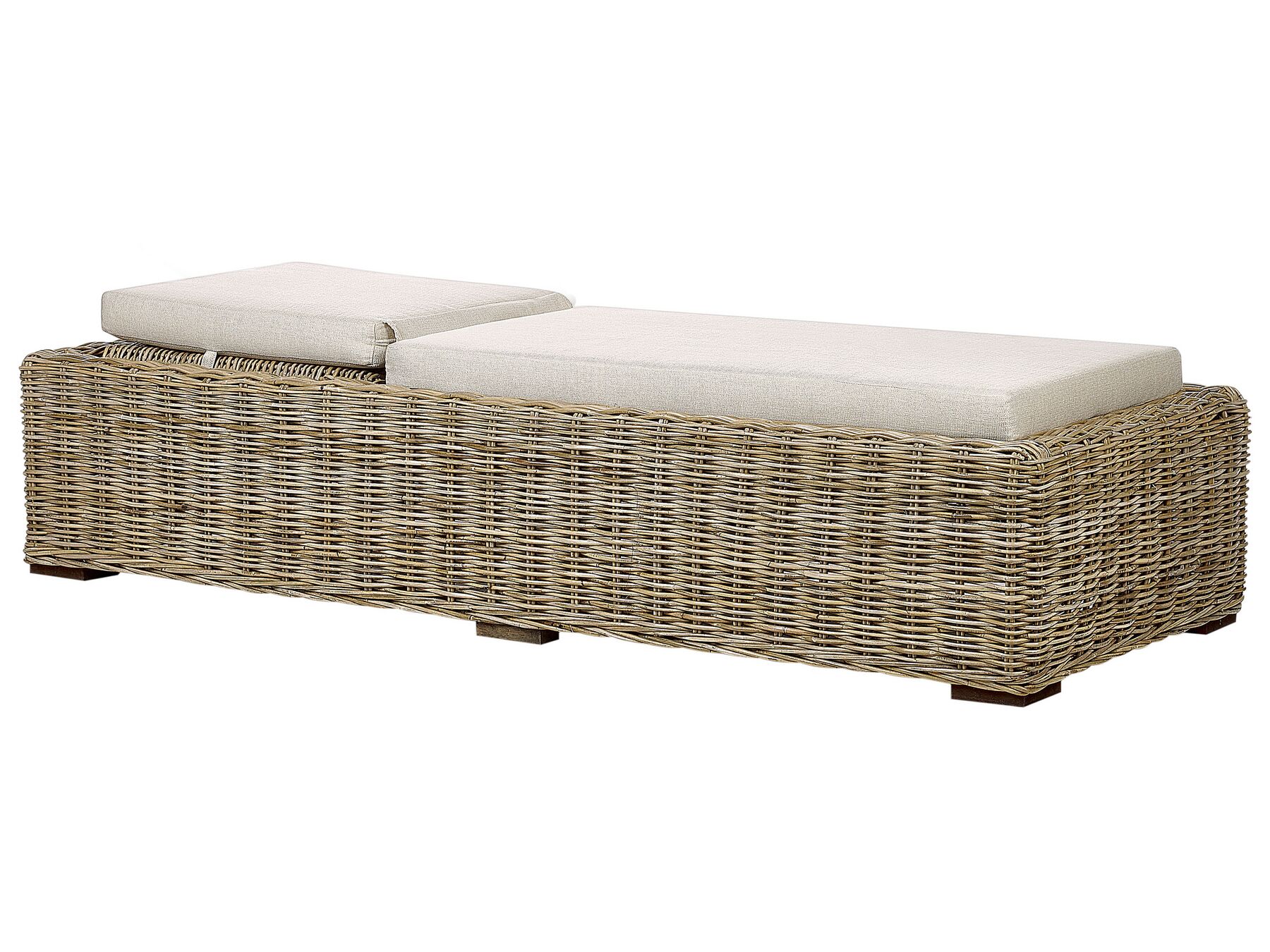 Rattan Sun Lounger with Cushion Taupe PALESE