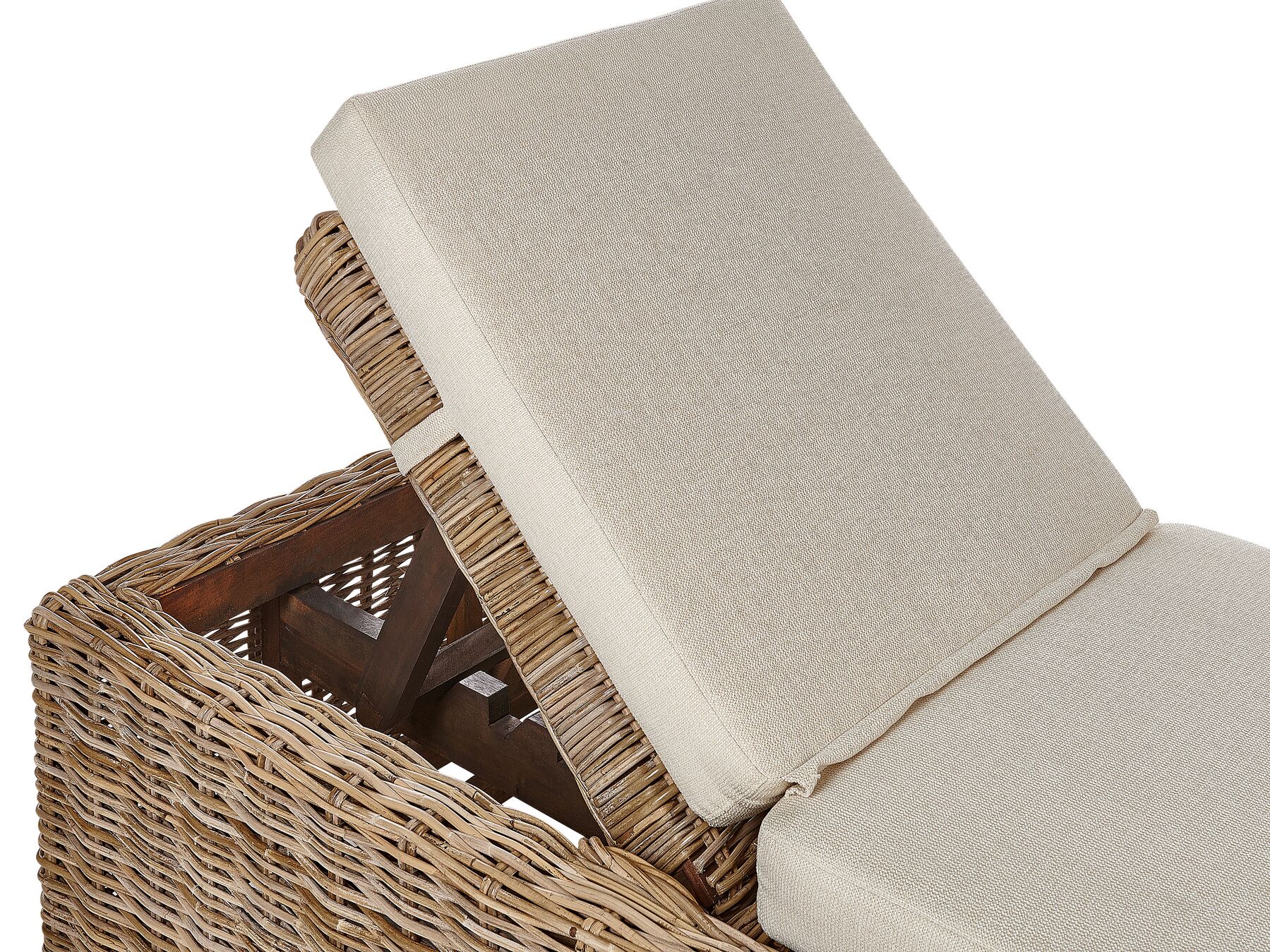 Rattan Sun Lounger with Cushion Taupe PALESE