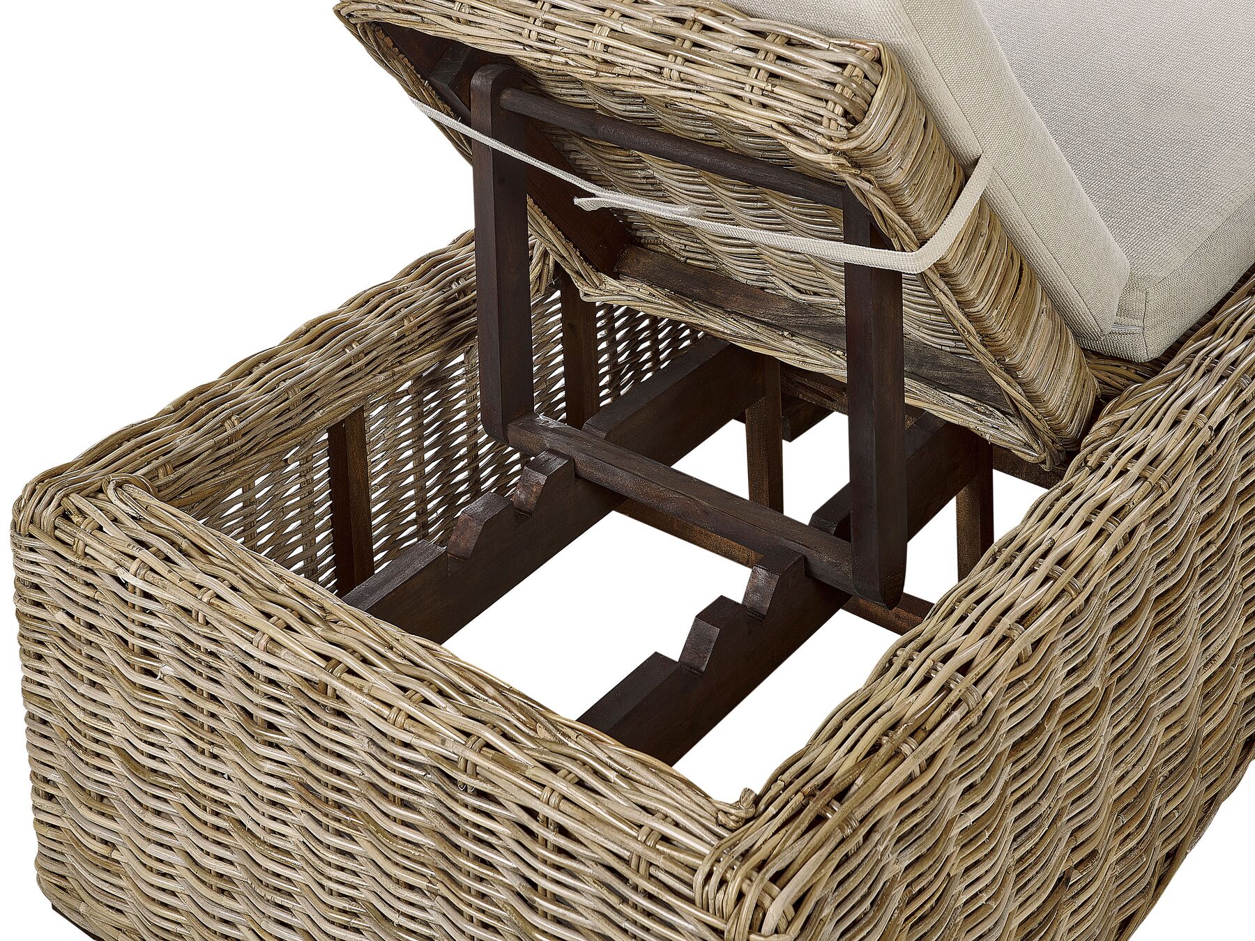 Rattan Sun Lounger with Cushion Taupe PALESE