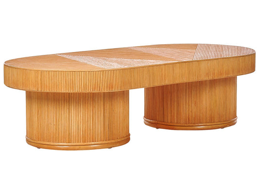 Rattan Coffee Table 150 x 70 cm Light Wood AIROLE