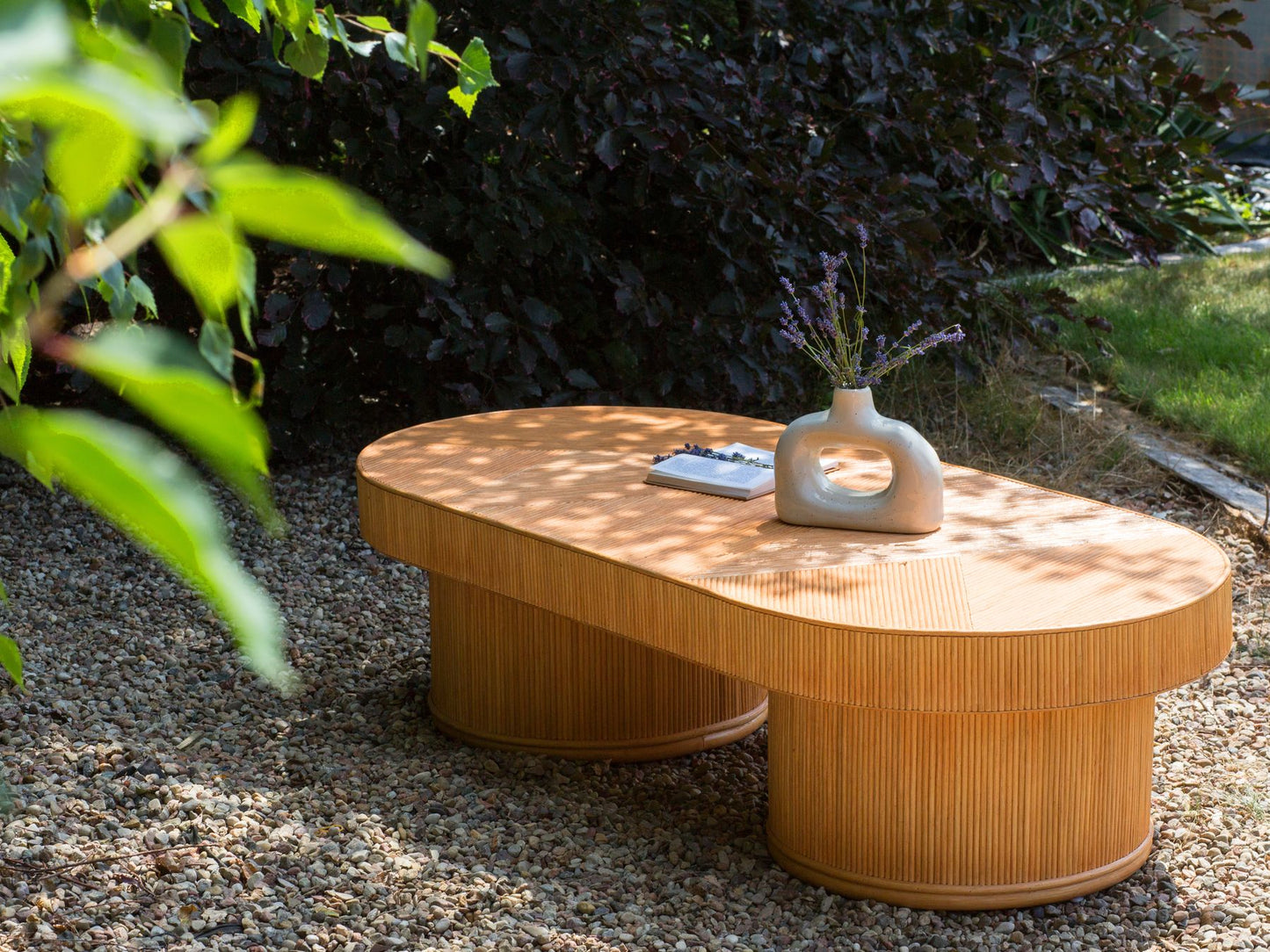 Rattan Coffee Table 150 x 70 cm Light Wood AIROLE