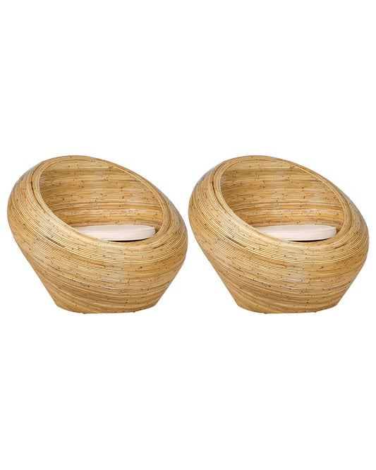 Set of 2 Garden Armchairs MAIORI Rattan Natural