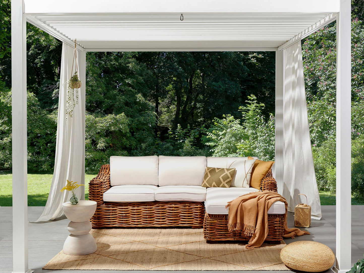Garden Corner Sofa 3 Seater BRIATICO Left Hand Rattan Natural