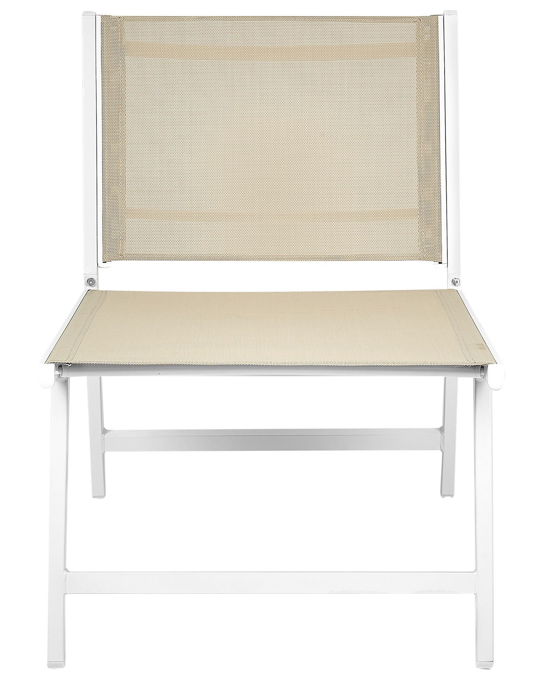 Garden Chair MARCEDDI with Footstool Metal White/ Beige