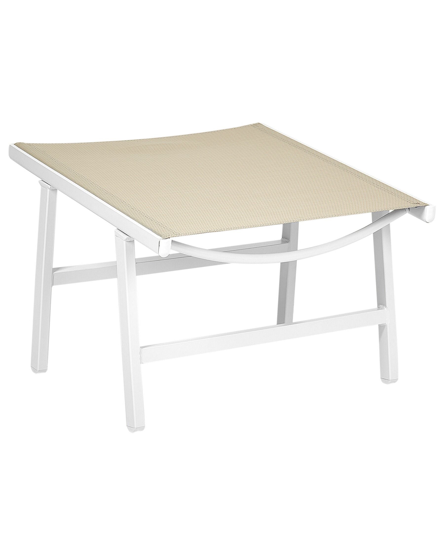 Garden Chair MARCEDDI with Footstool Metal White/ Beige