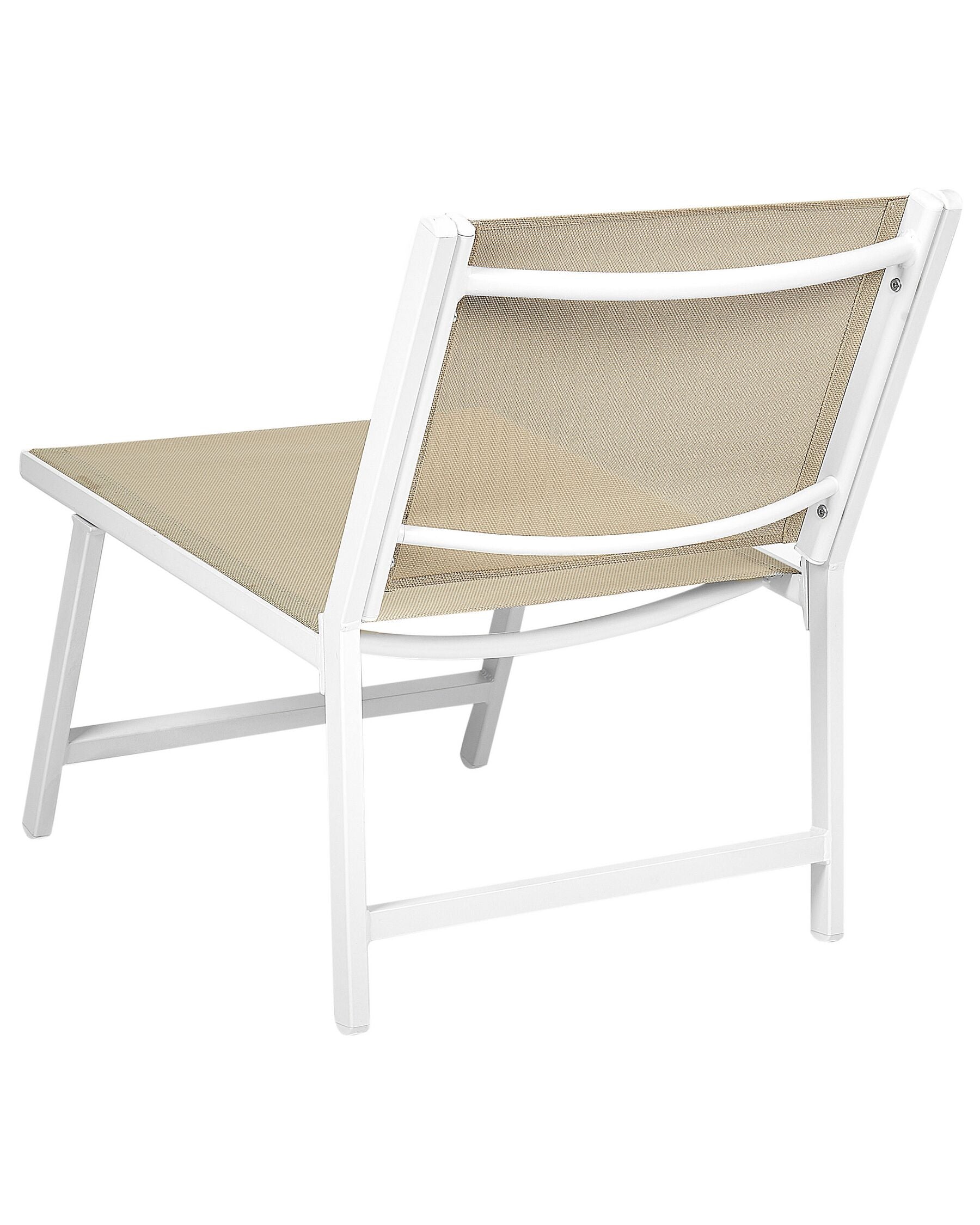 Set of 2 Garden Chairs MARCEDDI with Footstool Metal White/ Beige
