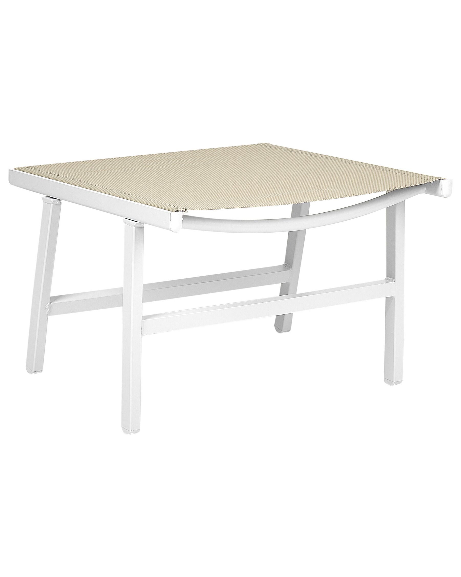 Set of 2 Garden Chairs MARCEDDI with Footstool Metal White/ Beige
